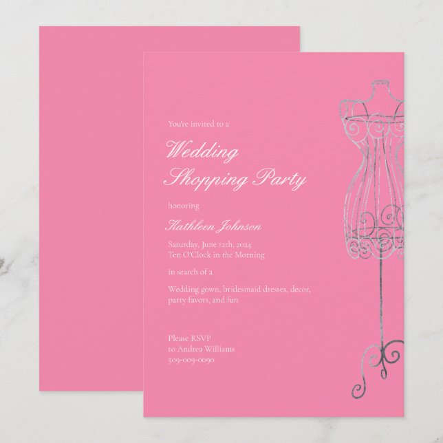 Say Yes to Dress Bridesmaid Shopping Party Einladung (Vorne/Hinten)