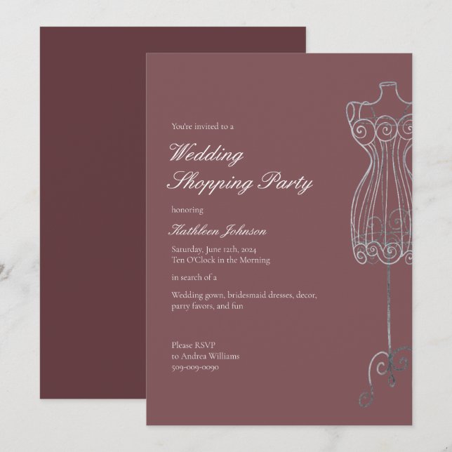 Say Yes to Dress Bridesmaid Shopping Party Einladung (Vorne/Hinten)