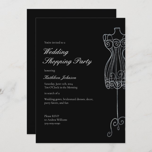 Say Yes to Dress Bridesmaid Shopping Party Einladung (Vorne/Hinten)