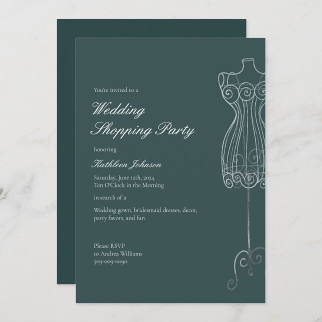 Say Yes to Dress Bridesmaid Shopping Party Einladung (Vorne/Hinten)