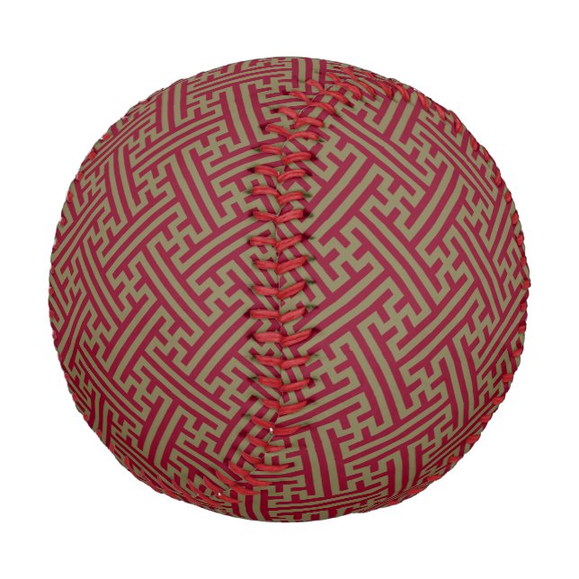Sayagata Muster, Japanisch, Burgund und Gold Baseball (Schrägansicht)