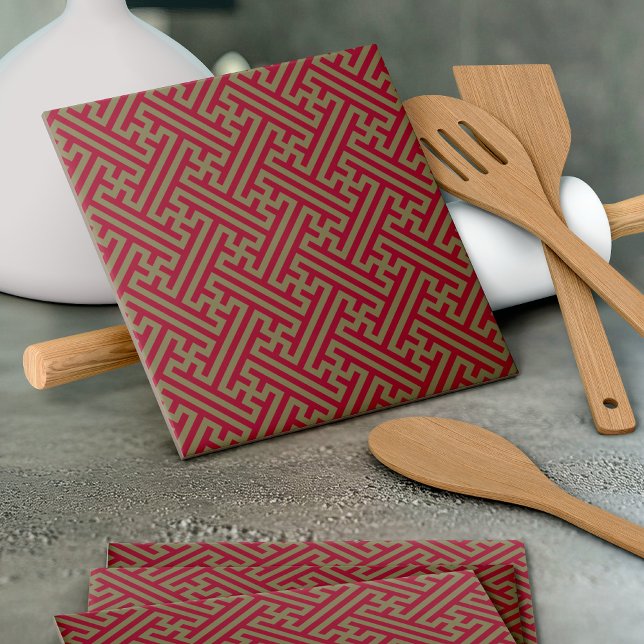 Sayagata Muster, Japanisch, Burgund und Gold Fliese (Von Creator hochgeladen)