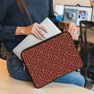 Sayagata Muster, Japanisch, Burgund und Gold Laptopschutzhülle