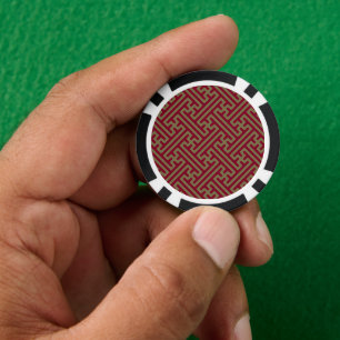 Sayagata Muster, Japanisch, Burgund und Gold Pokerchips