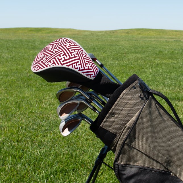 Sayagata Muster, Japanisch, Burgund und Weiß Golf Headcover (In SItu)