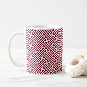 Sayagata Muster, Japanisch, Burgund und Weiß Kaffeetasse