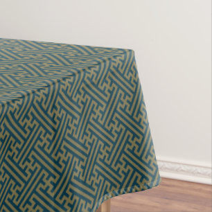 Sayagata Muster, Japanisch, Gold und Navy Blue Tischdecke