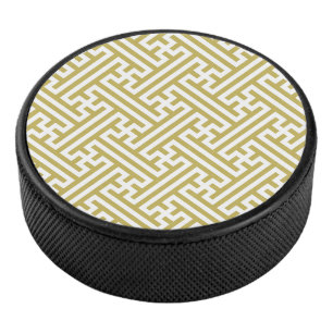 Sayagata Muster, Japanisch, Gold und Weiß Eishockey Puck