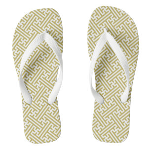 Sayagata-Muster, Japanisch, Gold und Weiß Flip Flops