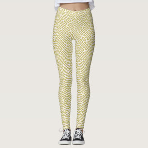 Sayagata Muster, Japanisch, Gold und Weiß Leggings