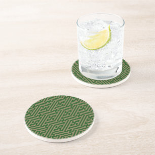 Sayagata-Muster, Japanisch, Grün und Gold Getränkeuntersetzer