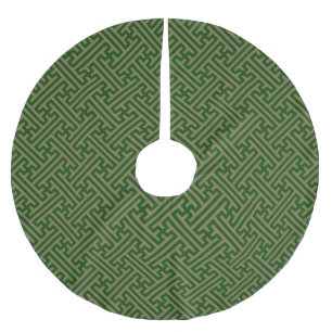 Sayagata-Muster, Japanisch, Grün und Gold Polyester Weihnachtsbaumdecke