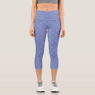 Sayagata-Muster, Japanisch, Lila und Blau Capri Leggings