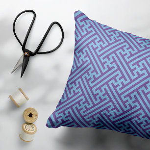 Sayagata-Muster, japanisch, Lila und blau Dekokissen
