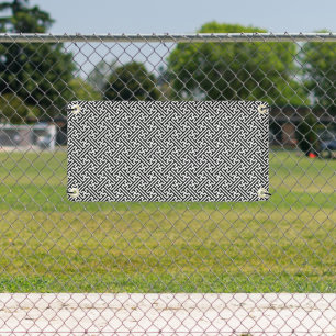 Sayagata-Muster, Japanisch, Schwarz und Weiß Banner