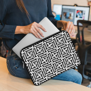 Sayagata-Muster, Japanisch, Schwarz und Weiß Laptopschutzhülle