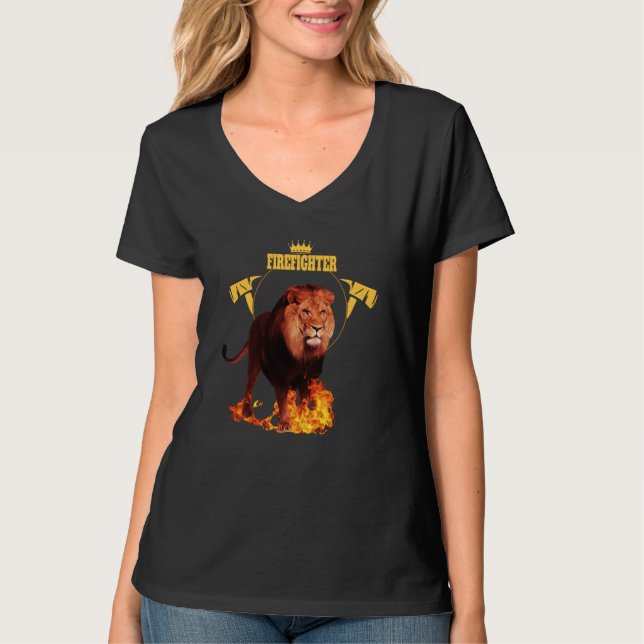 Saying firefighter firefighter lion hero king of f T-Shirt (Vorderseite)