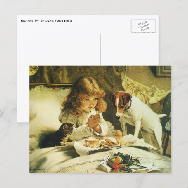 Saying Our Prayers, Charles Burton Barber wird sus Postkarte (Vorne/Hinten)