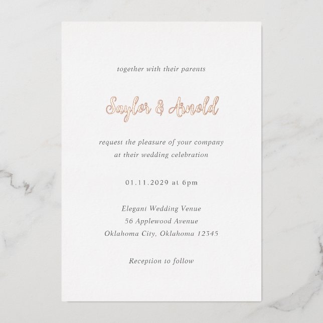 Saylor Modern Wedding Folieneinladung (Vorderseite)