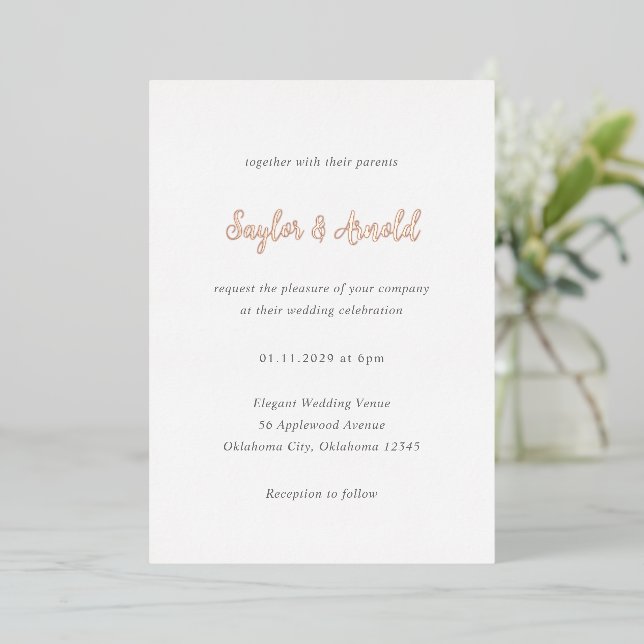 Saylor Modern Wedding Folieneinladung (Stehend vorne)