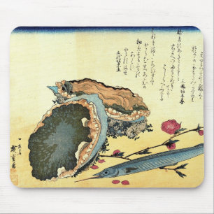Sayori & Awabi (Halfbeak, Abalone) Hiroshige Fisch Mousepad
