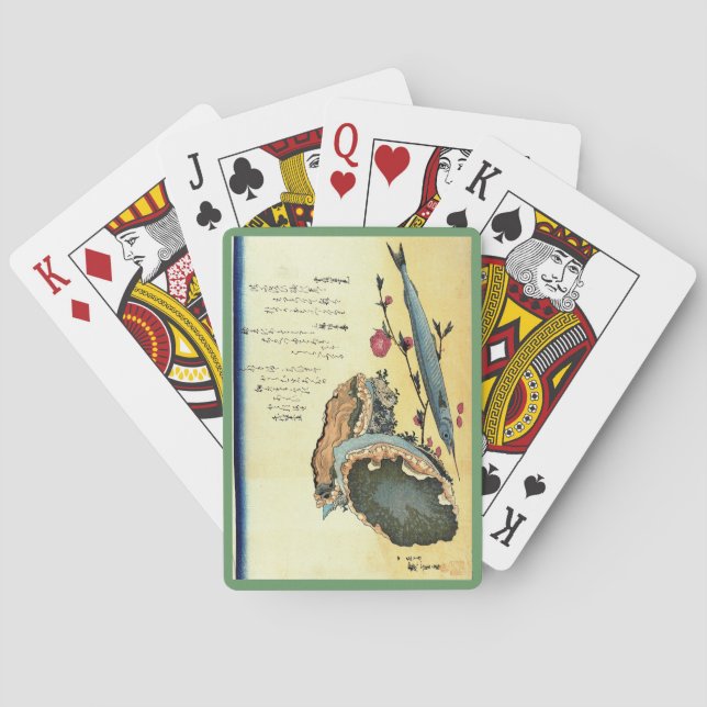 Sayori & Awabi (Halfbeak, Abalone) Hiroshige Fisch Spielkarten (Rückseite)