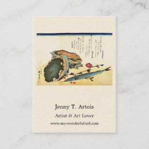 Sayori & Awabi (Halfbeak, Abalone) Hiroshige Fisch Visitenkarte