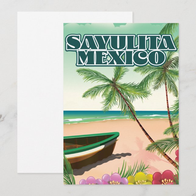 Sayulita Mexico Strandposter Save The Date (Vorne/Hinten)