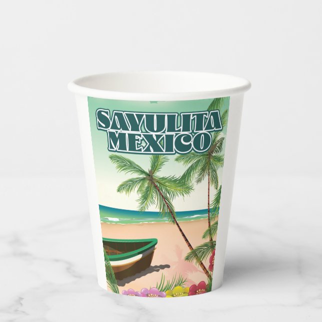 Sayulita Mexico Strandposter Zwei-Tone-Tasse Pappbecher (Vorderseite)