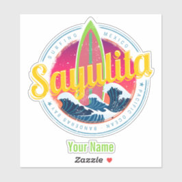 Sayulita Mexico Surfer Vintag Wave Sunset Bigwave Aufkleber