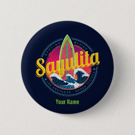 Sayulita Mexico Surfer Vintag Wave Sunset Bigwave Button