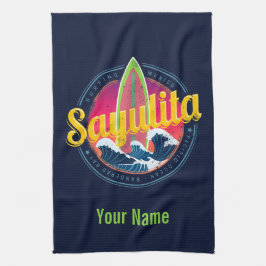 Sayulita Mexico Surfer Vintag Wave Sunset Bigwave Geschirrtuch