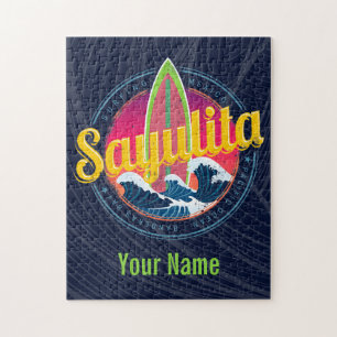 Sayulita Mexico Surfer Vintag Wave Sunset Bigwave Puzzle