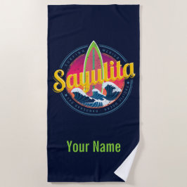 Sayulita Mexico Surfer Vintag Wave Sunset Bigwave Strandtuch