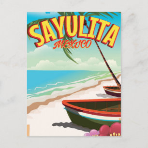 Sayulita Mexikanisches Reiseplakat Postkarte