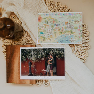 Sayulita, Mexiko   Hochzeits-Itinerary-Map Einladung