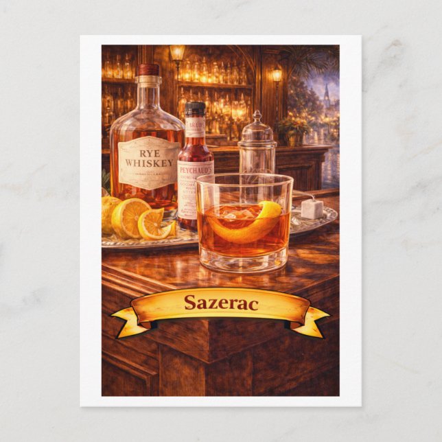 Sazerac Cocktail (American Food Series) Postkarte (Vorderseite)