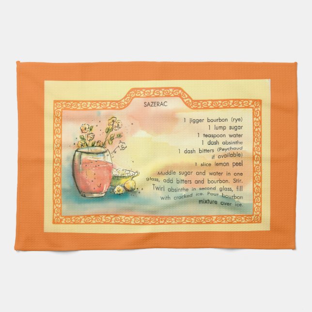 Sazerac Cocktail Rezept Geschirrtuch (Horizontal)