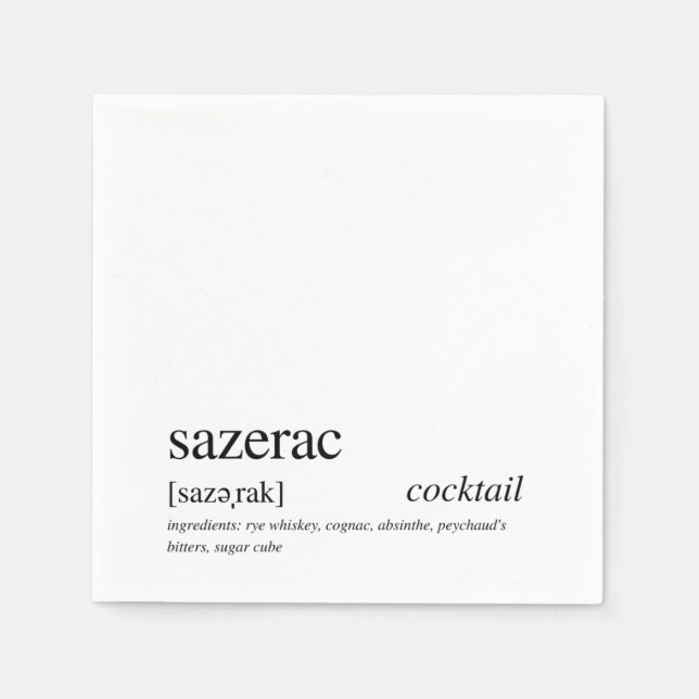 Sazerac Modern Zitat Black Typografy Cocktail Serviette (Vorderseite)
