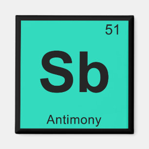 Sb - Periodisches Tabellensymbol für Antimonchemi Magnet