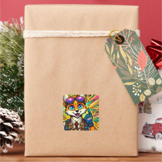 SBD6 Ah-Ha Fox Quadratischer Aufkleber