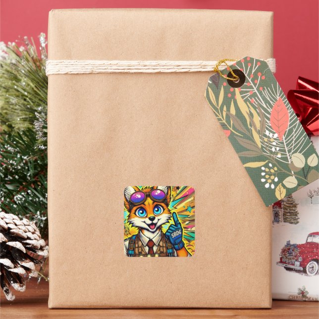 SBD6 Ah-Ha Fox Quadratischer Aufkleber (Feiertag)