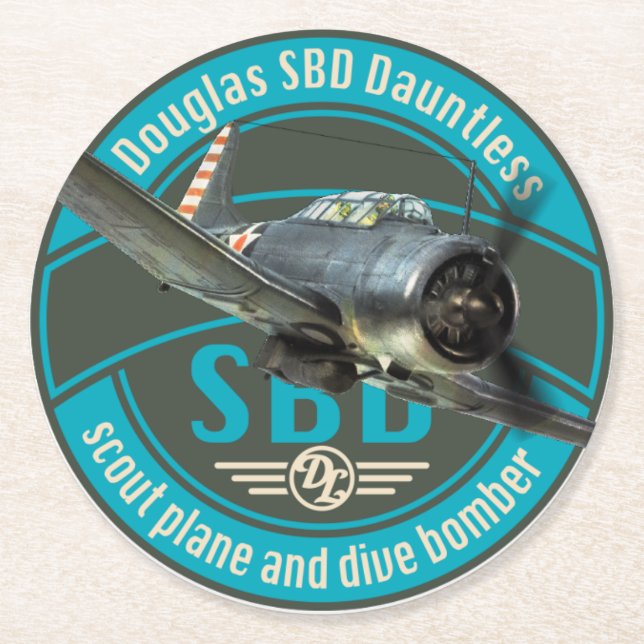SBD Dauntless Runder Pappuntersetzer (Vorderseite)