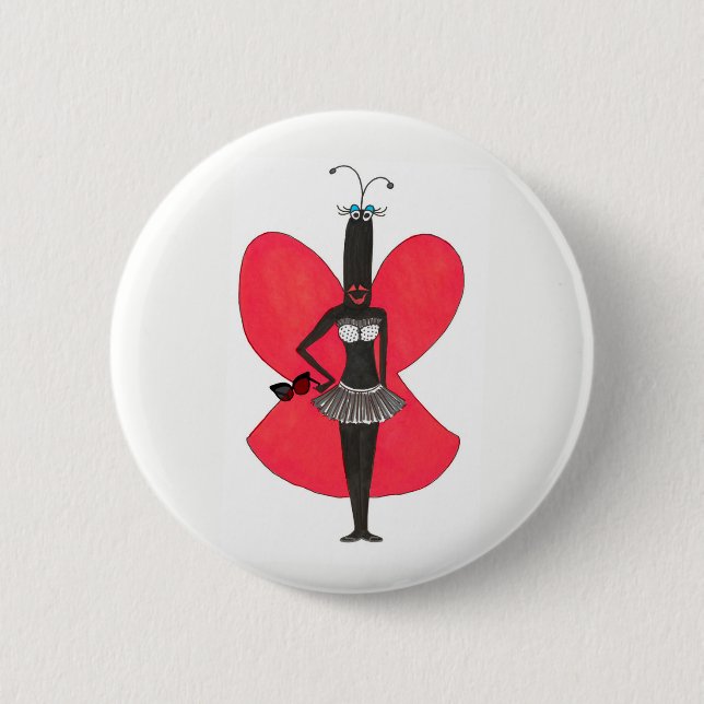 SBM Pseudoceleb-rotes/schwarzes Bikini-Mode-Button Button (Vorderseite)