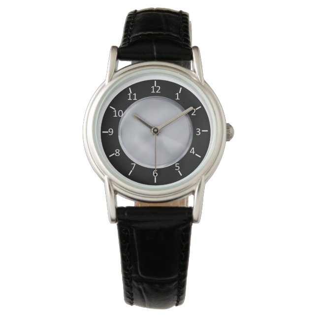 SBS Black and Silver Classic Black Leather Armbanduhr (Vorderseite)