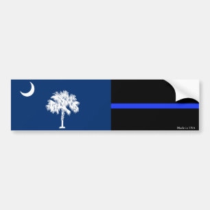 SC Flag & Police Thin Blue Line Autoaufkleber