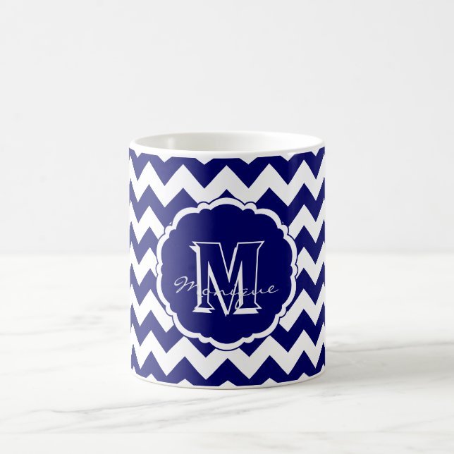 SC Monogram Zickzack, Blue-White Dark-Coffee Tasse (Mittel)