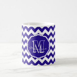 SC Monogram Zickzack, Blue-White Lt-Coffee Tasse