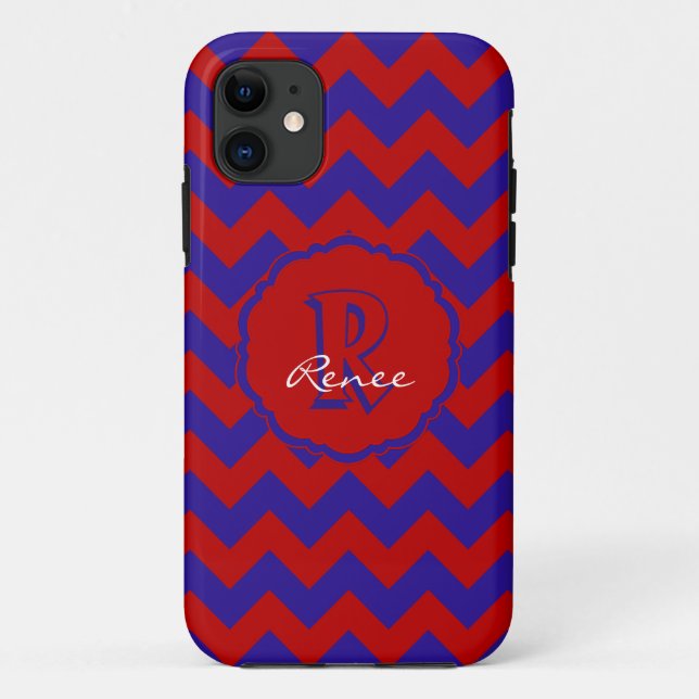 SC Monogram Zickzack, Red-Blue iPhone 5/5s Case (Rückseite)