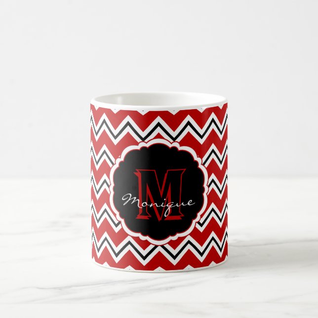 SC Monogram Zickzack, Red-White-Black-Coffee Tasse (Mittel)